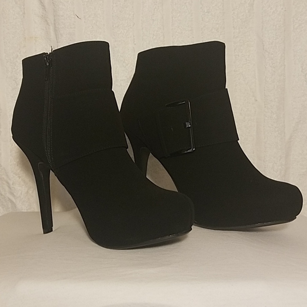 Madeline Stuart Black Suede Ankle Booties
